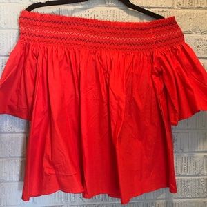 Rebellion orange cotton off the shoulder top